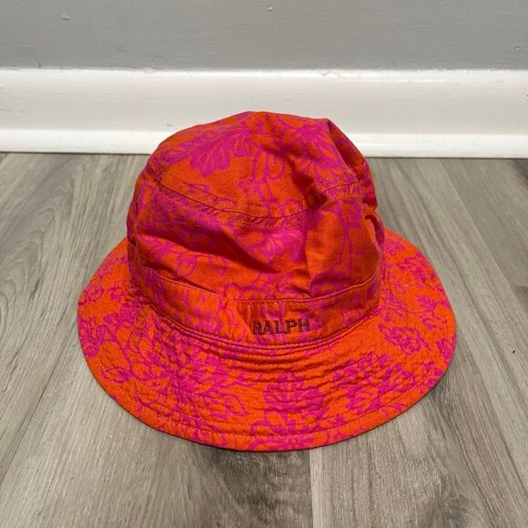 RALPH Ralph Lauren Hat Women's OS Orange/Magenta Floral Print Bucket NWT Vintage - Picture 1 of 6